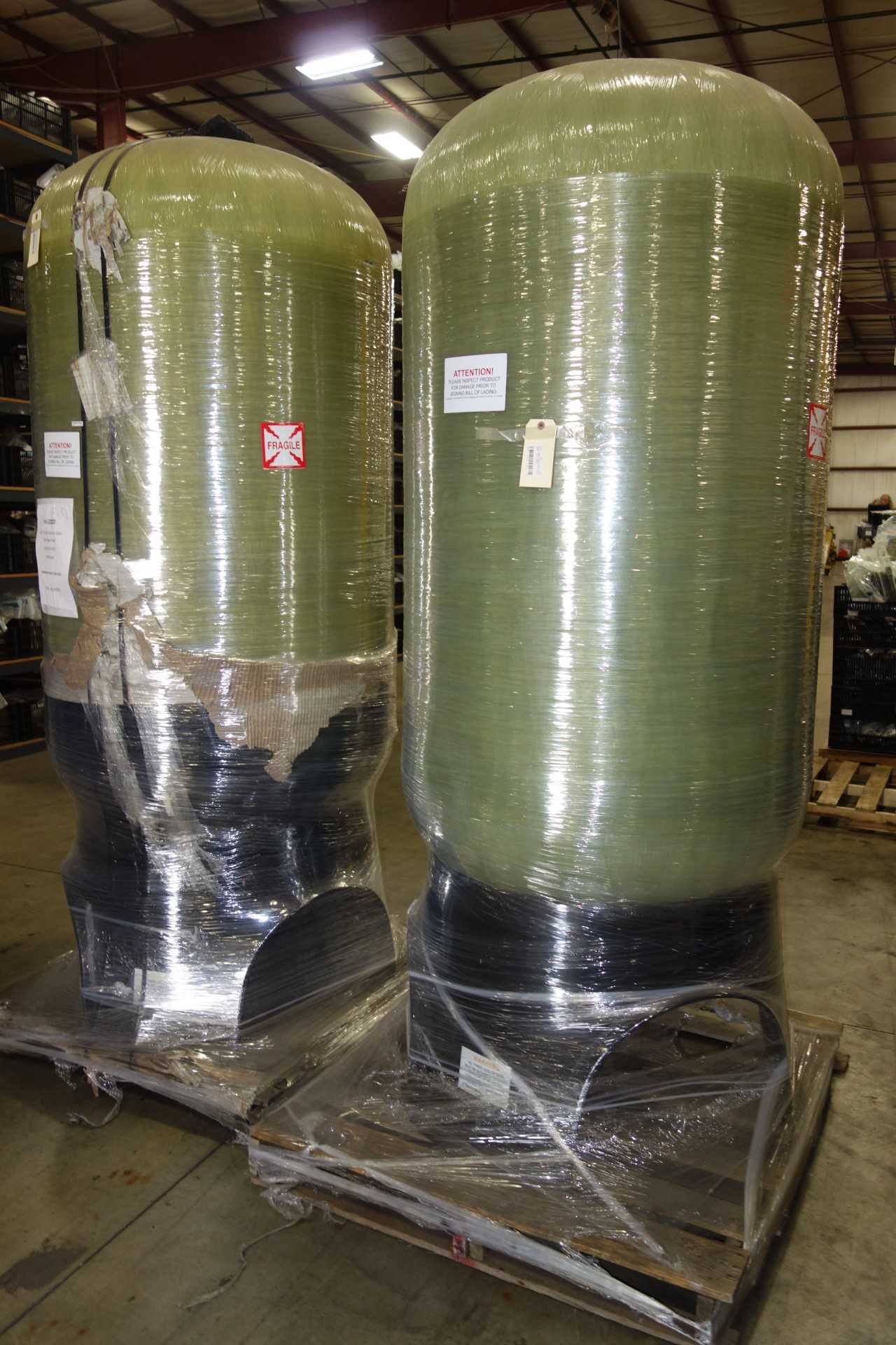LOT OF 2 PENTAIR WATER FIBERGLASS HOLDING TANKS - PROCESS EQUIPMENT