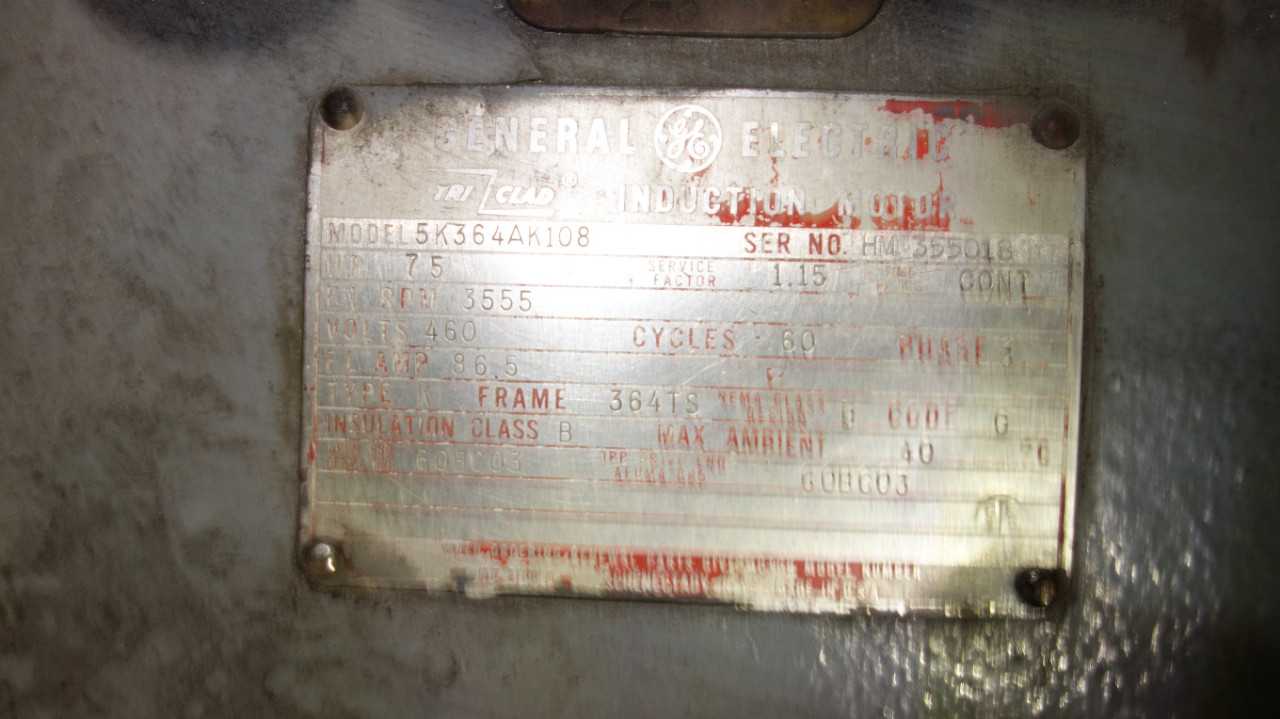 ENVIRONAMICS VIT-500 STAINLESS PUMP 75HP 460V MOTOR - ELECTRIC MOTORS