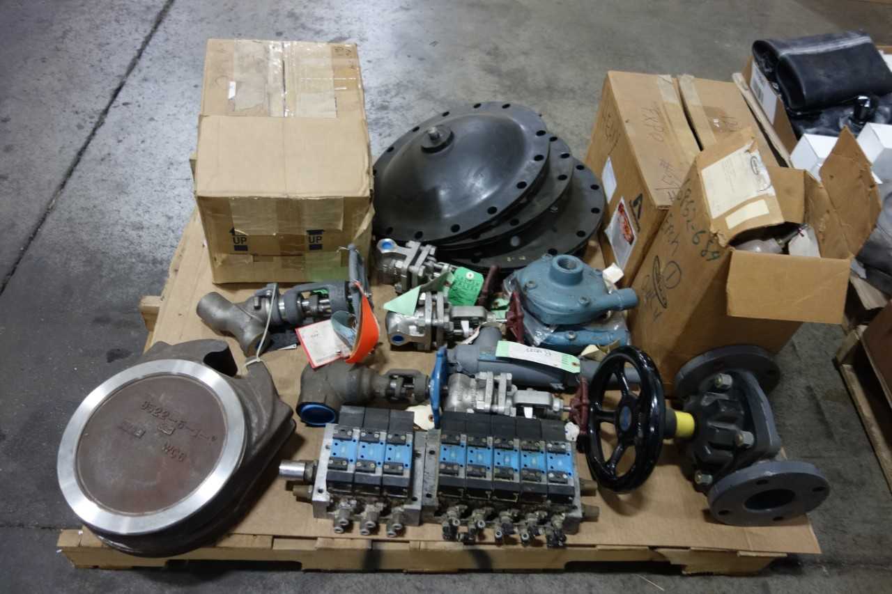 3 PALLETS OF VALVES AND PUMPS AND ACCESSORIES - ELECTRICAL COMPONENTS