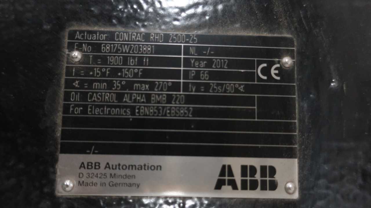 ABB RHD 2500-25 CONTRAC ELECTRIC ROTARY VALVE ACTUATOR - VALVES
