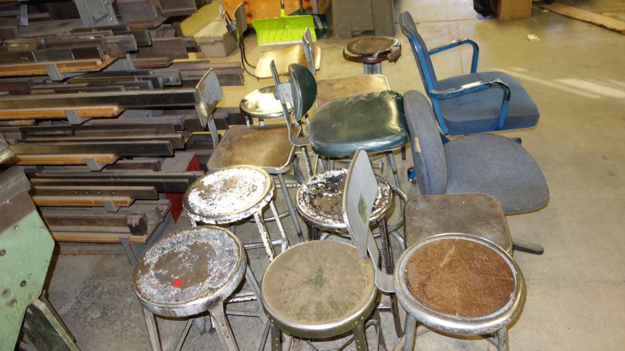 LOT OF 17 ASSORTED WORK CHAIRS, STOOLS (ADDITIONAL 3 CHAIRS WERE ADDED, 14 PICTURED) - PLANT & FACILITY