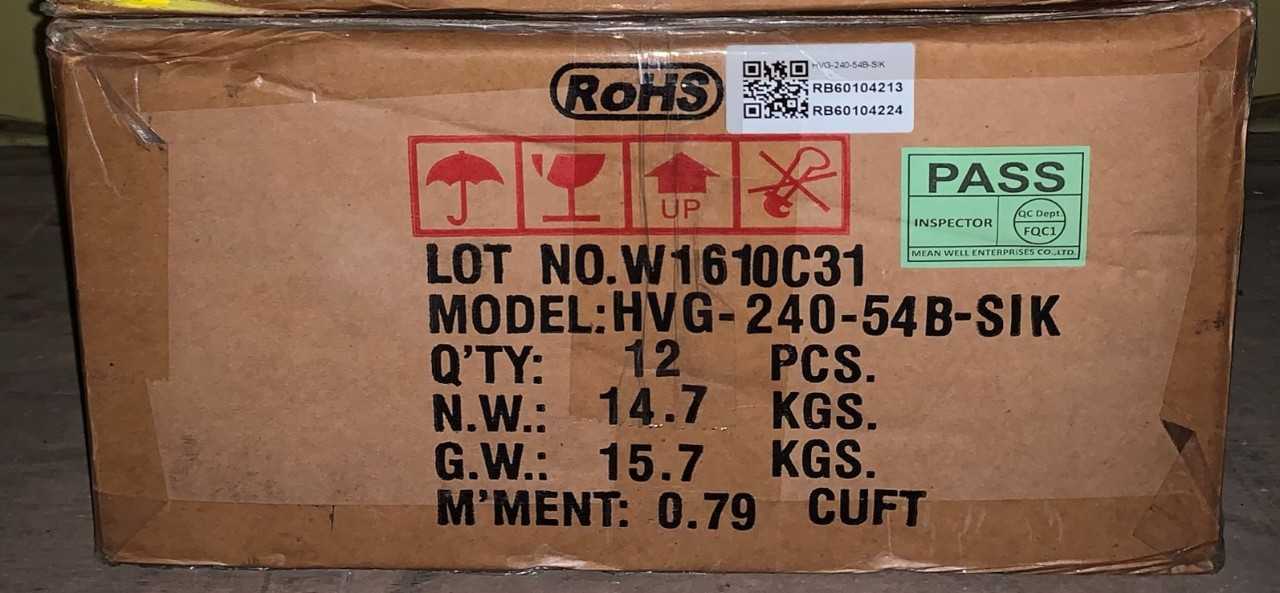 New - Lot of 12 - Mean Well HVG-240-54B-SIK2 LED Power Supply Driver - ELECTRICAL COMPONENTS
