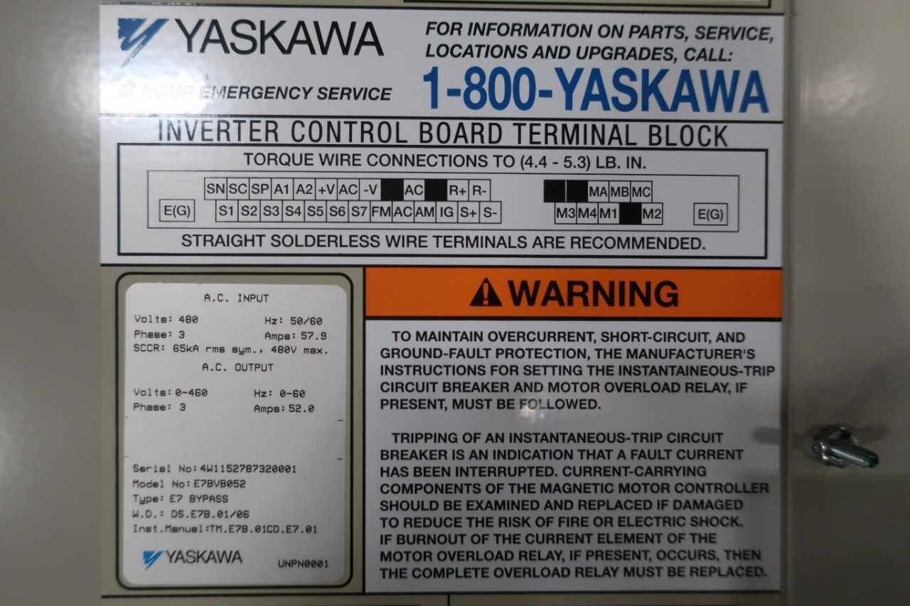 LOT OF 2 YASKAWA E7BVB077Y E7 BYPASS DRIVES - AUTOMATION & CONTROLS