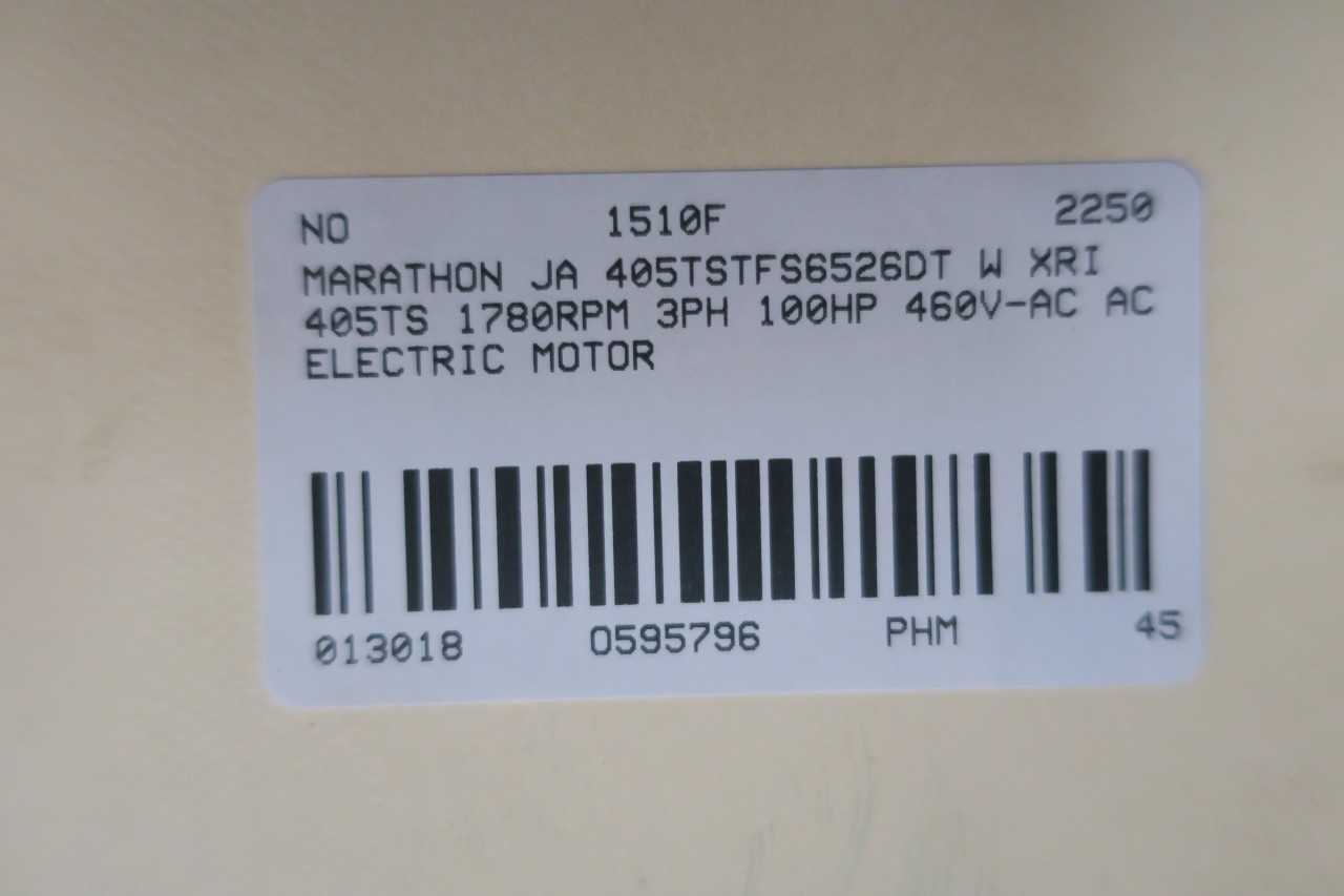 NEW MARATHON JA 405TSTFS6526DT W XRI 405TS 3PH 100HP 1780RPM 2-1/8IN 460V-AC AC MOTOR - ELECTRIC MOTORS