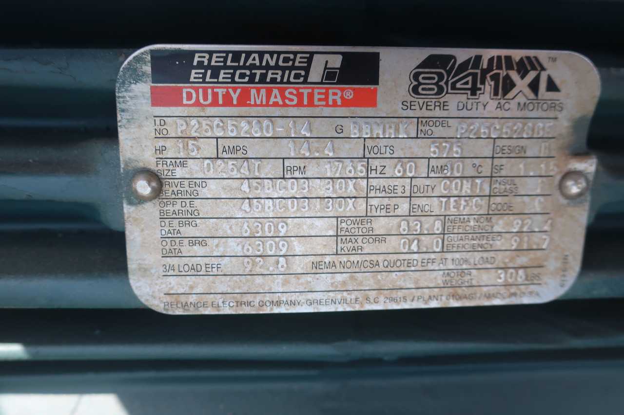 RELIANCE MOTOR P25G5280E 15HP 575V 1765RPM 3PH 0215T - ELECTRIC MOTORS