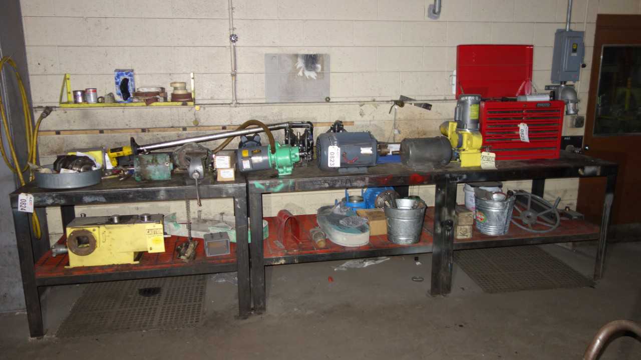 LOT OF 3 STEEL WORK TABLES WITH VISE - MISCELLANEOUS
