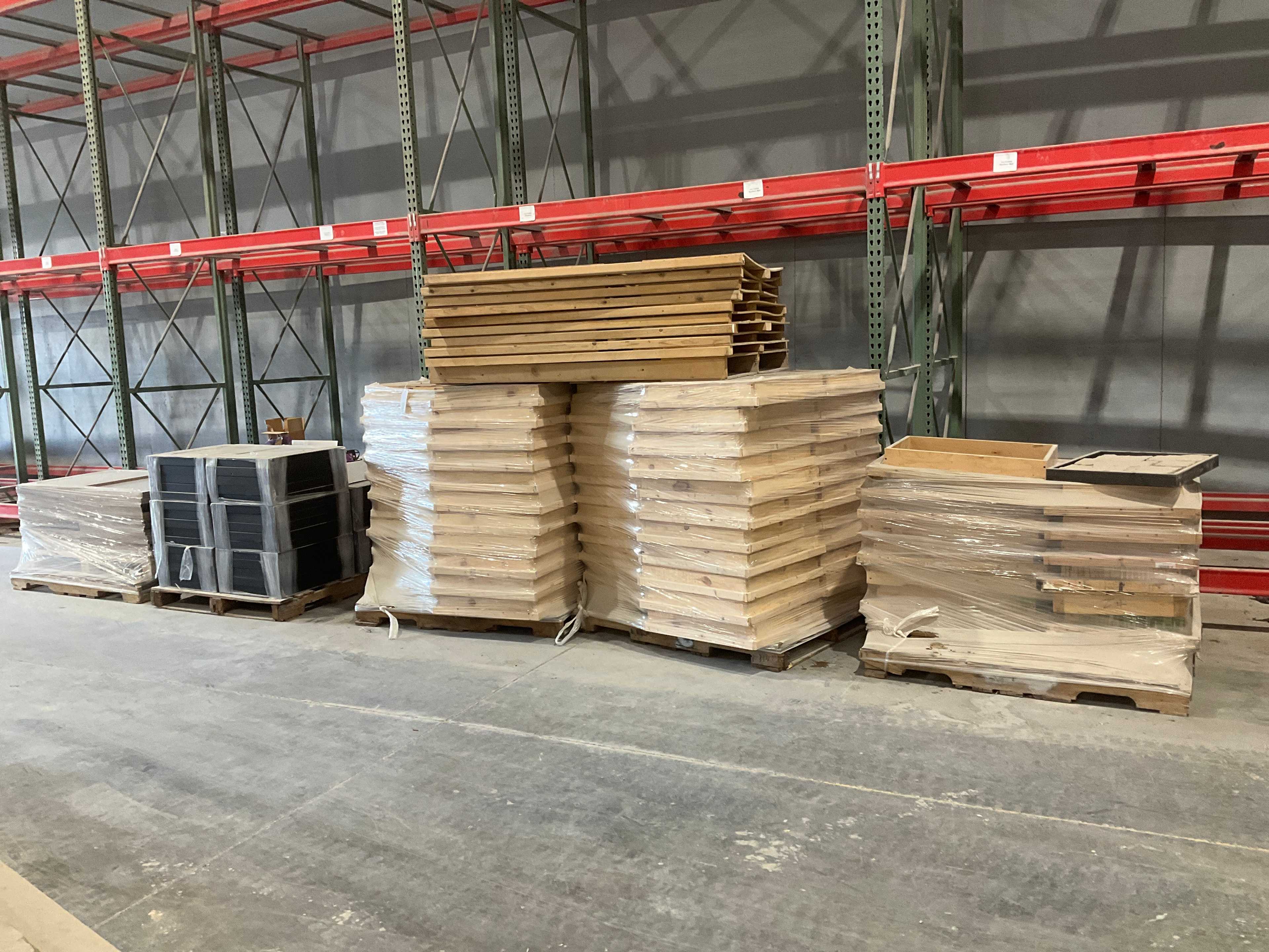 QTY 5- PALLET WITH WOODEN BOXES - STORAGE & HANDLING EQUIPMENT