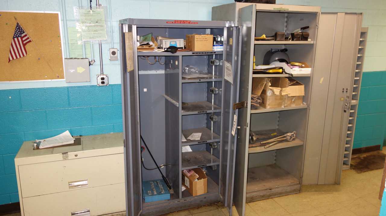 LOT OF 3 CABINETS WITH CONTENTS,TEST EQUIPMENT, TOOLS - ELECTRIC POWER TOOLS