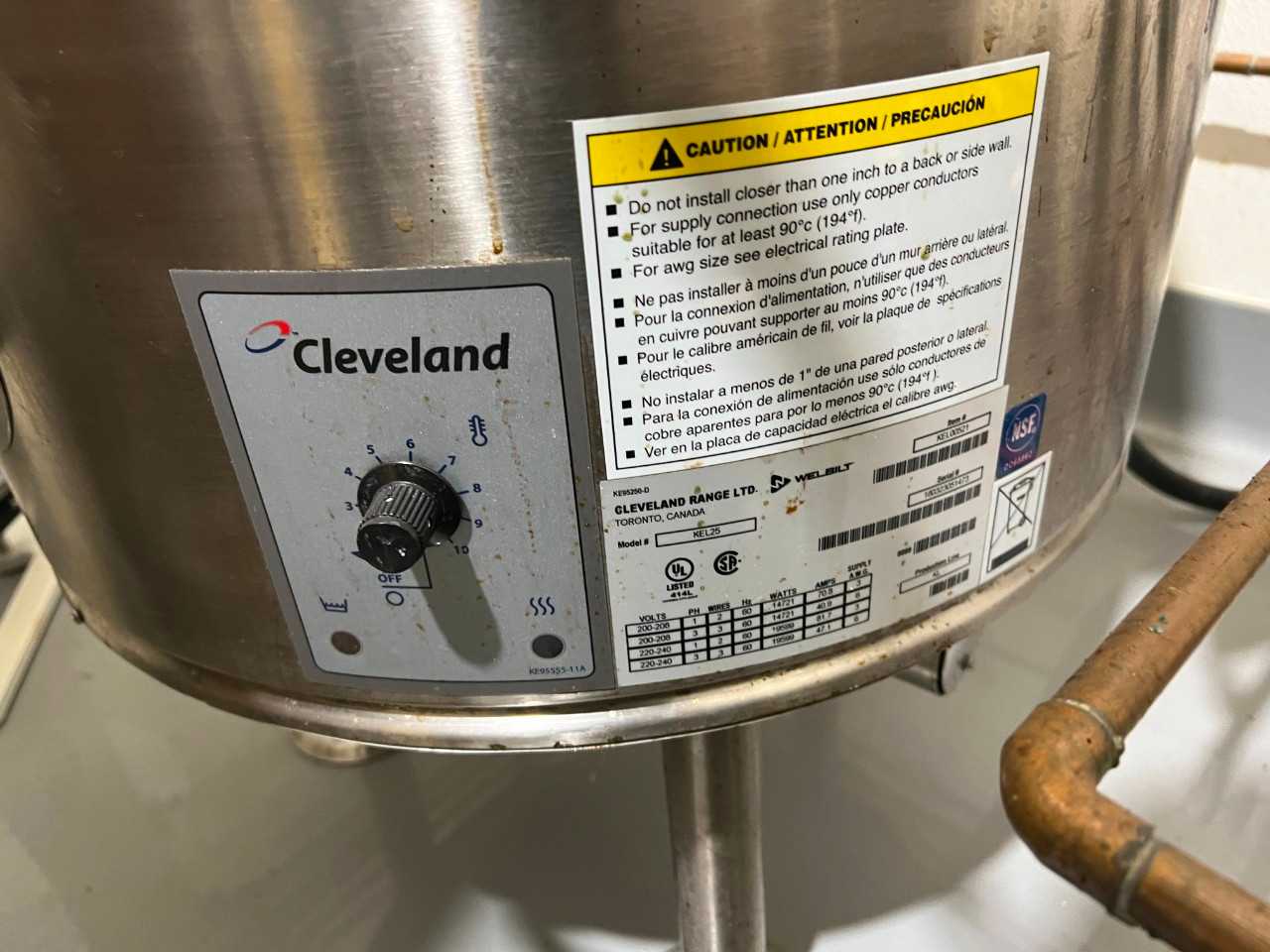WELBILT CLEVELAND RANGE KEL25 ELECTRIC STEAM KETTLE - ELECTRICAL COMPONENTS