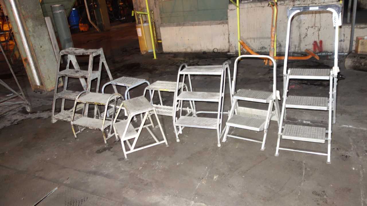 LOT OF 8 ASSORTED STEP LADDERS, 3 STEP, 2 STEP, 4 STEP - MATERIAL HANDLING
