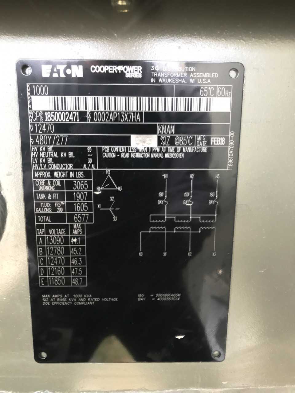 Eaton Cooper Power Series 1000KVA Transformer - CONTROL TRANSFORMERS