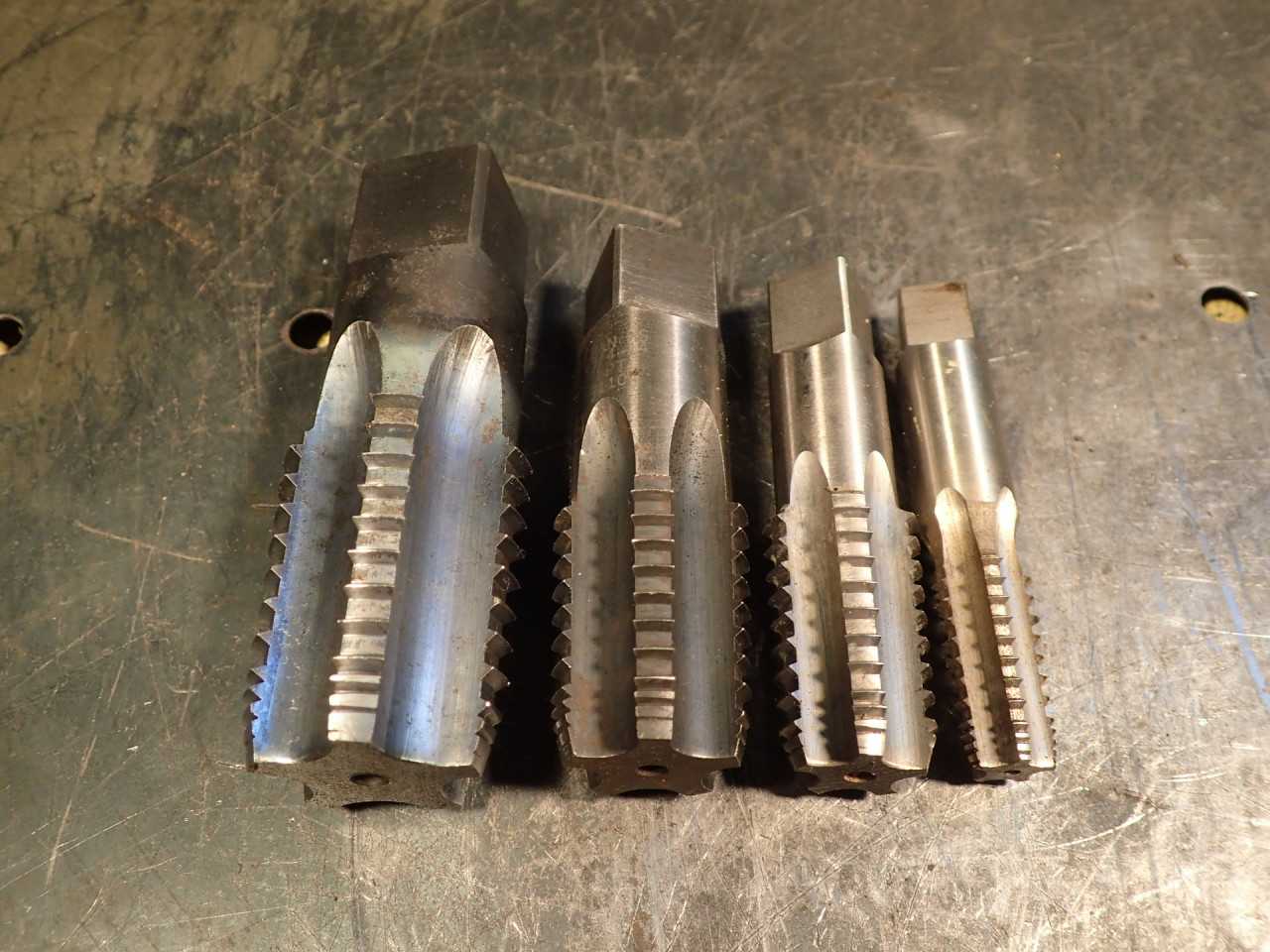 4 Piece Set NPT Interrupted Thread Hand Pipe Threading Taps: 1/4", 1/2", 3/4" 1" - END MILLS