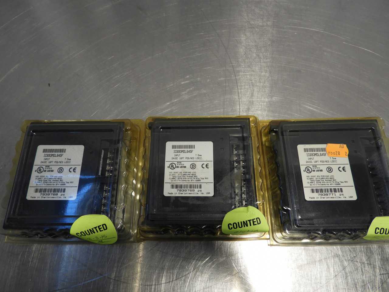 Lot of (3) Alstom IC693MDL645F Input 7.5ma 24VDC 16PT POS/NEG Logic (NIP) - AUTOMATION & CONTROLS