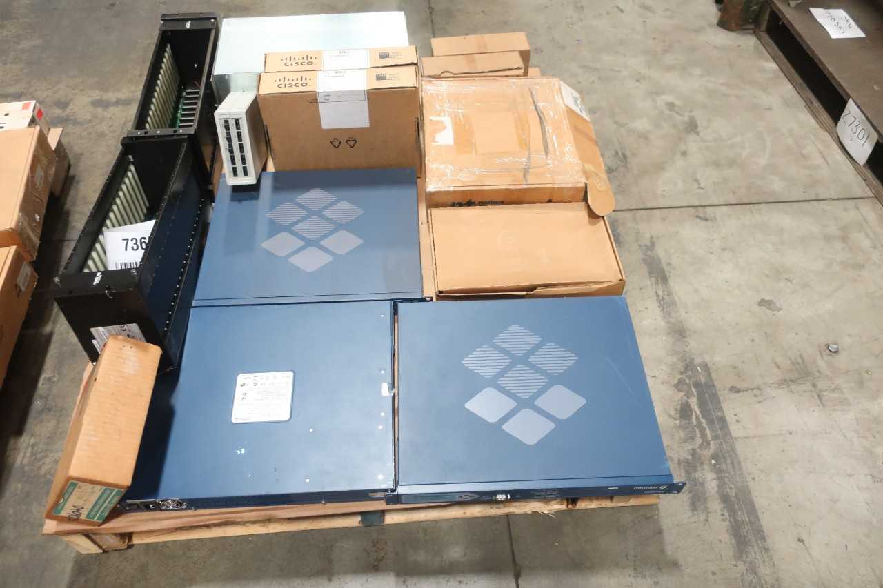 1 PALLET OF ASSORTED ELECTRICAL COMMUNICATION CONTROLS, HUMIDITY SENSOR, BATTERY INTERFACE MODULE, POWER SUPPLY, AMP RACK, CIRCUIT BOARD CONTROLS- CISCO AIR, SIEMENS, INFOBLOX, GENERAL ELECTRIC - AUTOMATION & CONTROLS