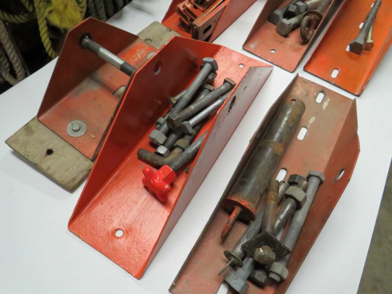 LOT OF 6 ASSORTED FRAMES & ACCESSORIES FOR TRAY CABLE ROLLER SHEAVES - TRAILER MOUNTED EQUIPMENT