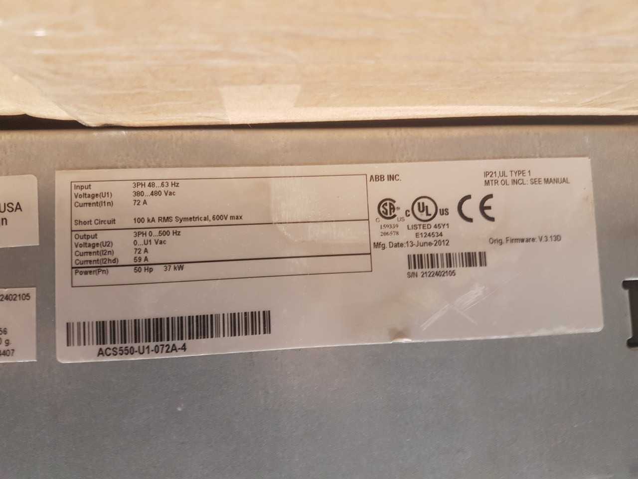 ABB ACS550 VFD ( QTY 1 ) - MOTOR DRIVES