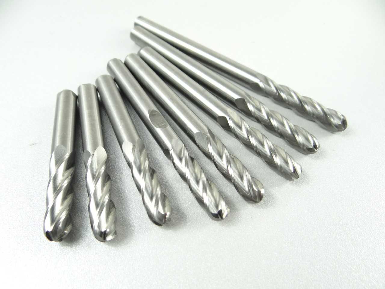 Lot of 8 Solid Carbide Ball Nose End Mills - MACHINING ACCESSORIES & TOOLING