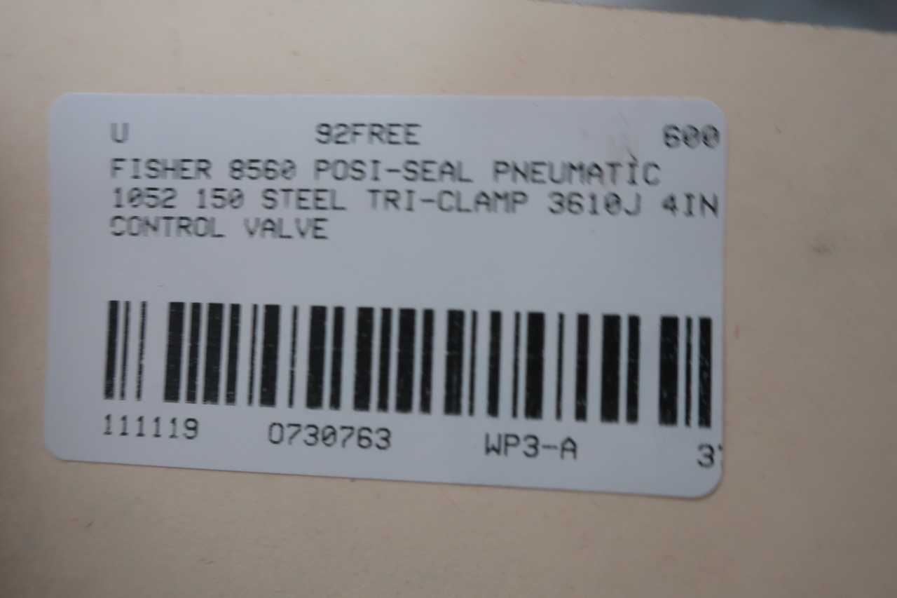FISHER 8560 POSI-SEAL PNEUMATIC 1052 150 STEEL WAFER 3610J 4IN CONTROL VALVE - CONTROL VALVE