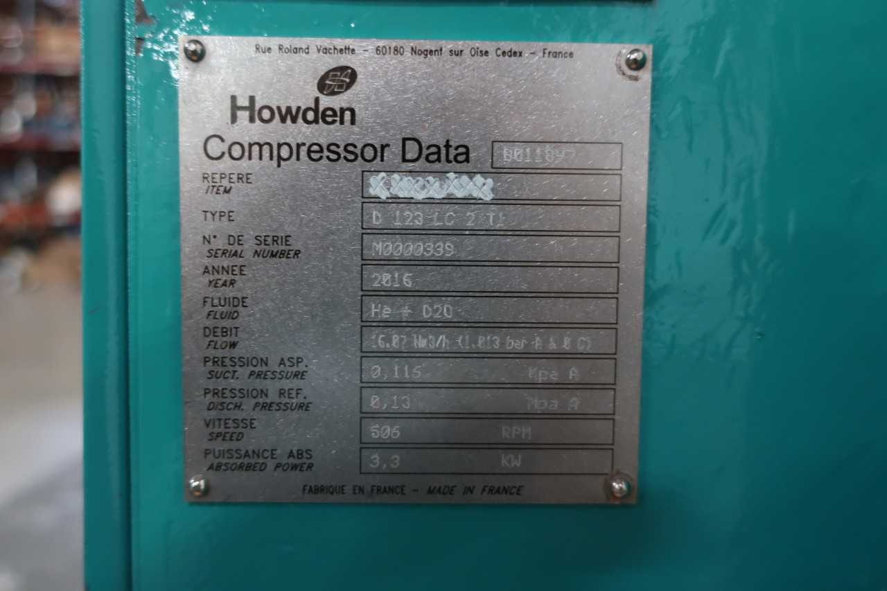 HOWDEN D 123 LC 2 T1 VERTICAL RECYCLE GAS DIAPHRAGM COMPRESSOR - AIR COMPRESSORS