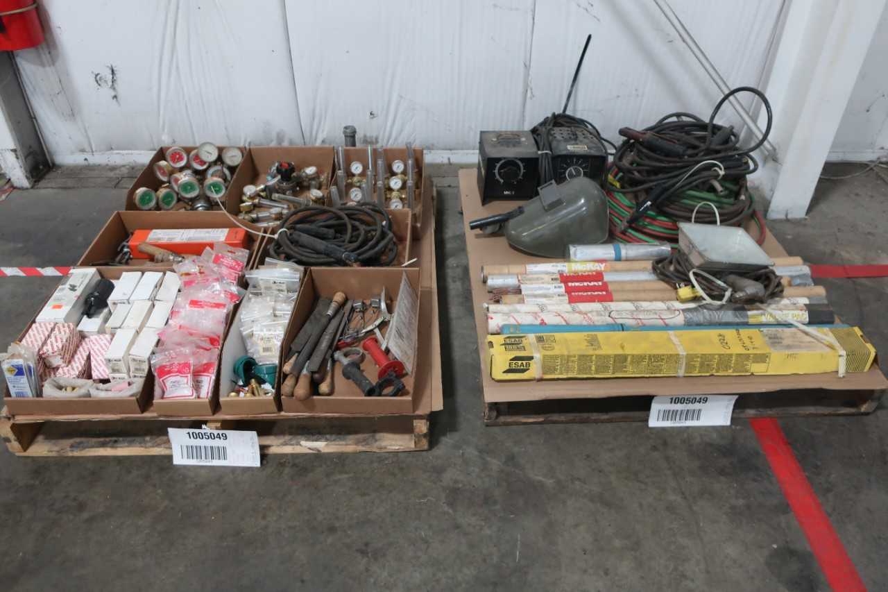 2 PALLETS OF ASSORTED WELDING TOOLS, PARTS AND ACCESSORIES - WELDING EQUIPMENT