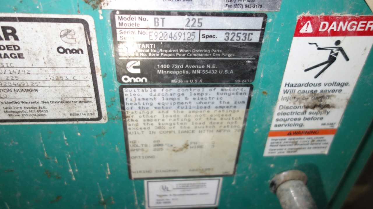 CUMMINS ONAN BT225 AUTOMATIC TRANSFER SWITCH - ELECTRICAL COMPONENTS