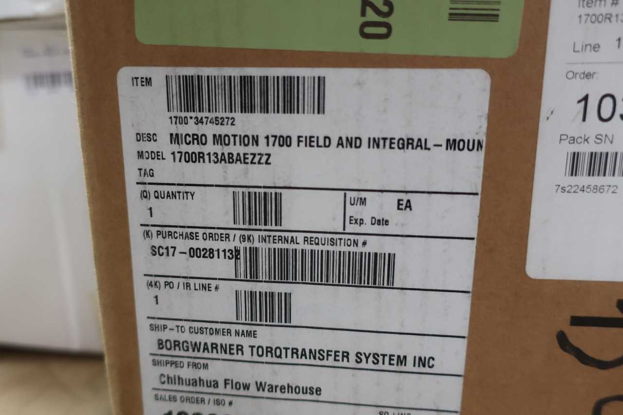 MICRO MOTION 1700R13ABAEZZZ FLOW TRANSMITTER - INSTRUMENTATION