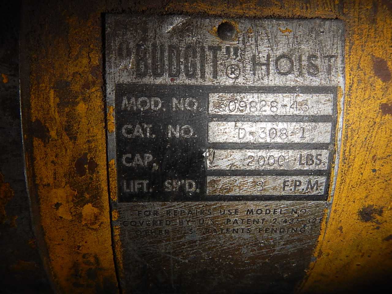 1 Ton Budgit Hoist - LIFTING EQUIPMENT