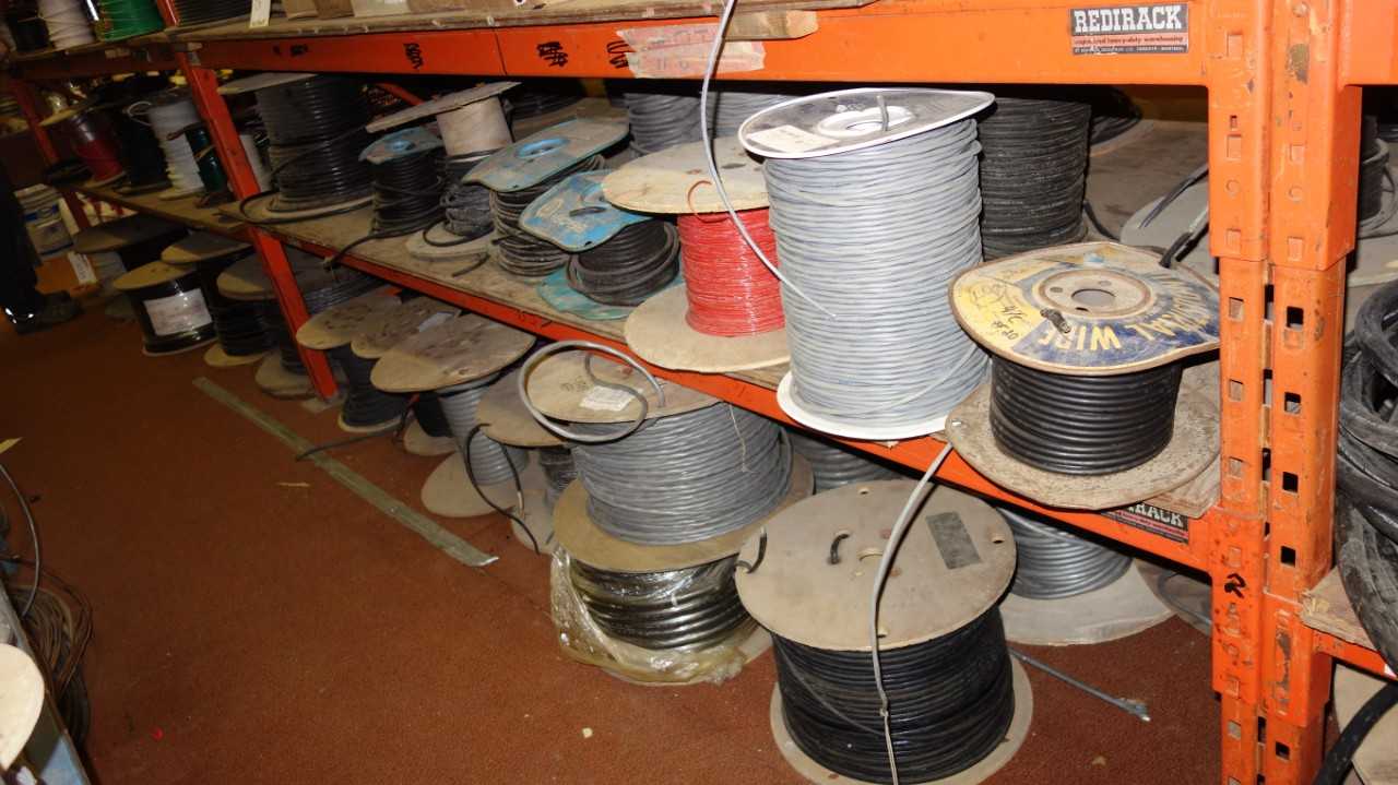 LOT OF ASSORTED SPOOLS OF WIRE - ELECTRICAL COMPONENTS