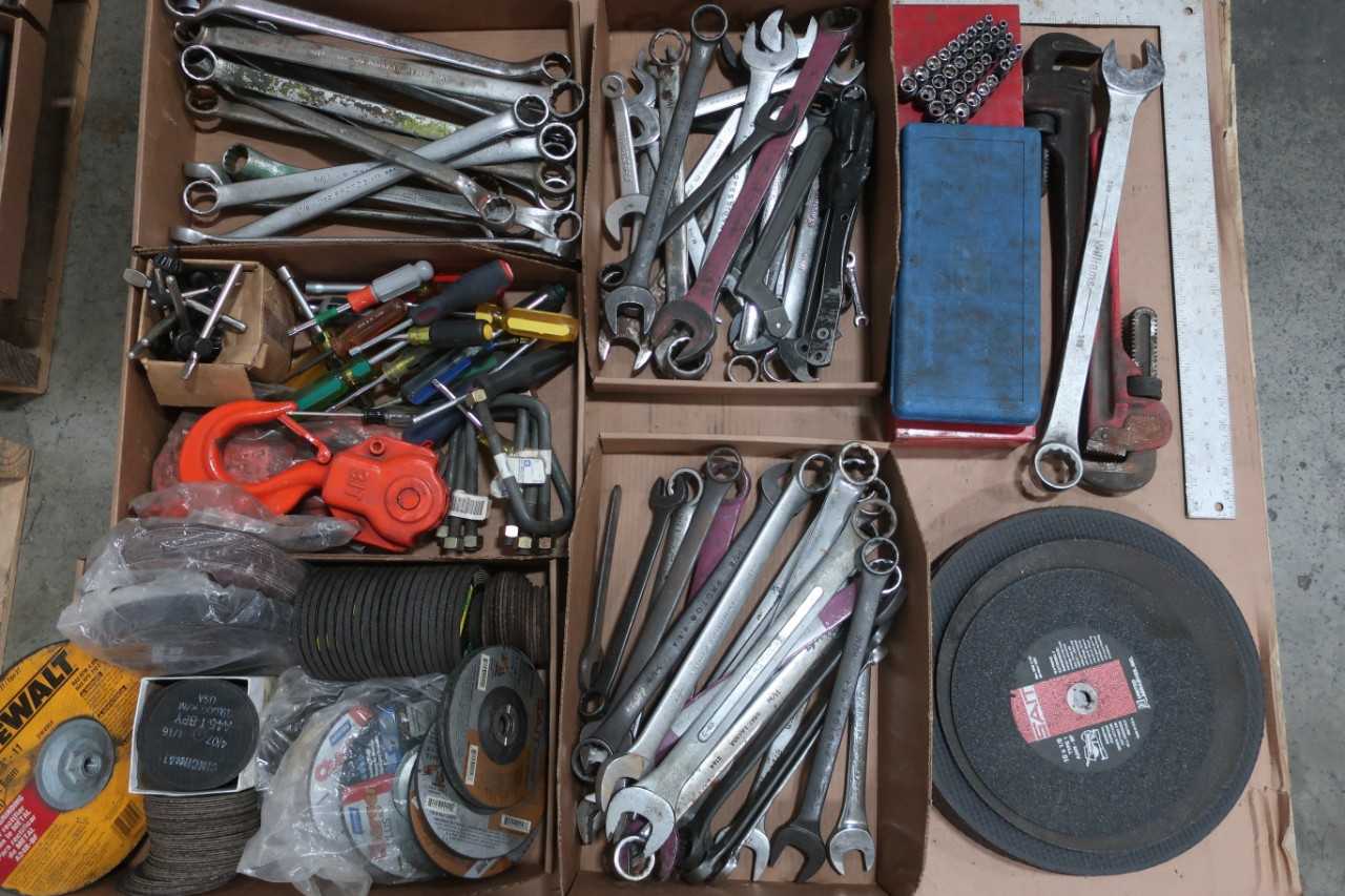 3 PALLETS OF ASSORTED TOOLS, PARTS AND ACCESSORIES - HAND TOOLS