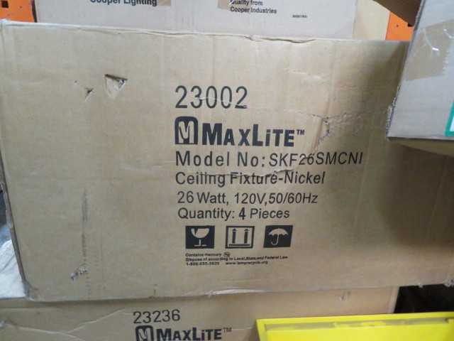 Maxlite, SKE26SMCNI: (2) boxes – (8) 26 Watt 120V Nickel Ceiling Fixtures (Lamps not included) - LIGHTING