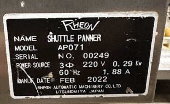 2022 Rheon Shutter Panner AP071 Depositor - INDUSTRIAL PARTS