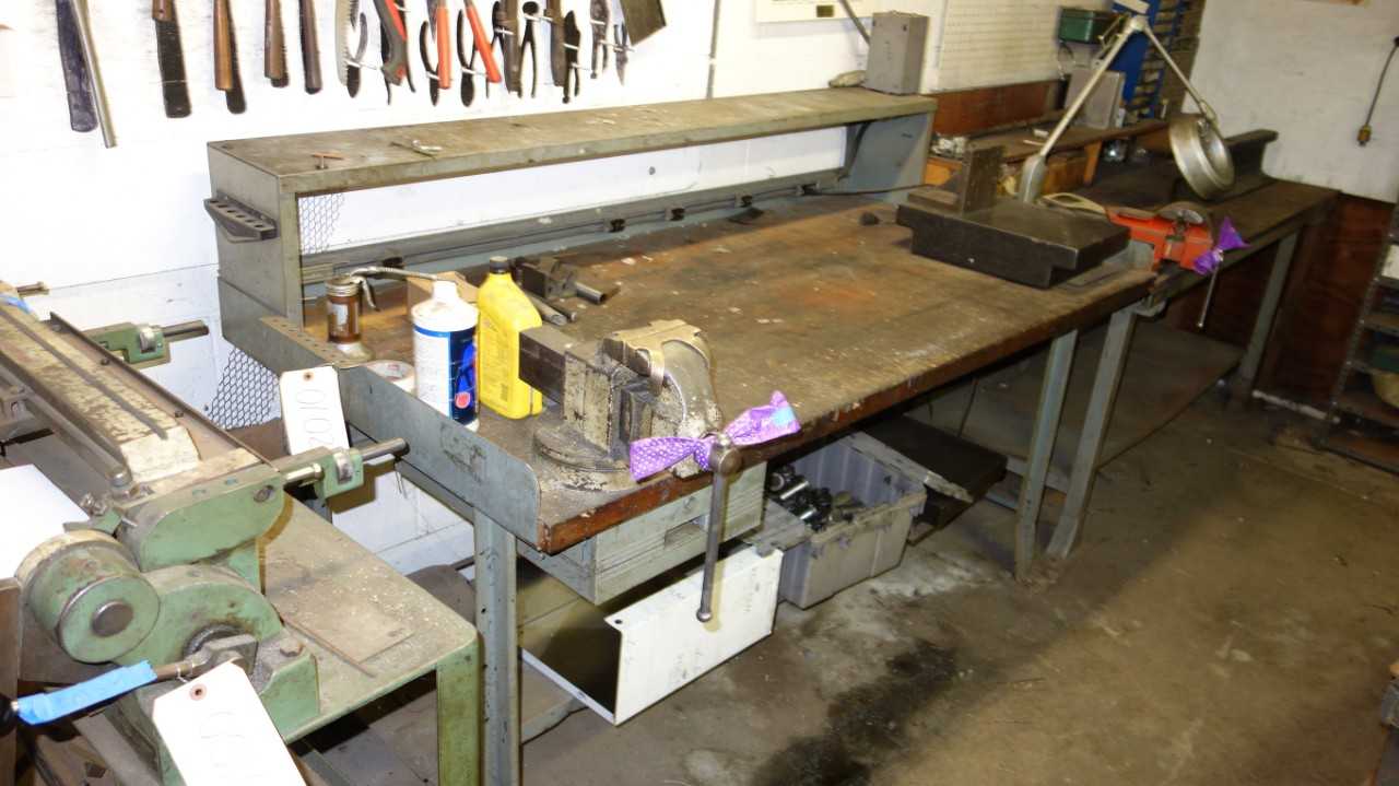 PROFESSIONAL WORK TABLE DESK WITH CONTENTS (VISE IS NOT INCLUDED) (OIL AND BRAKE FLUID NOT INCLUDED) - PLANT & FACILITY