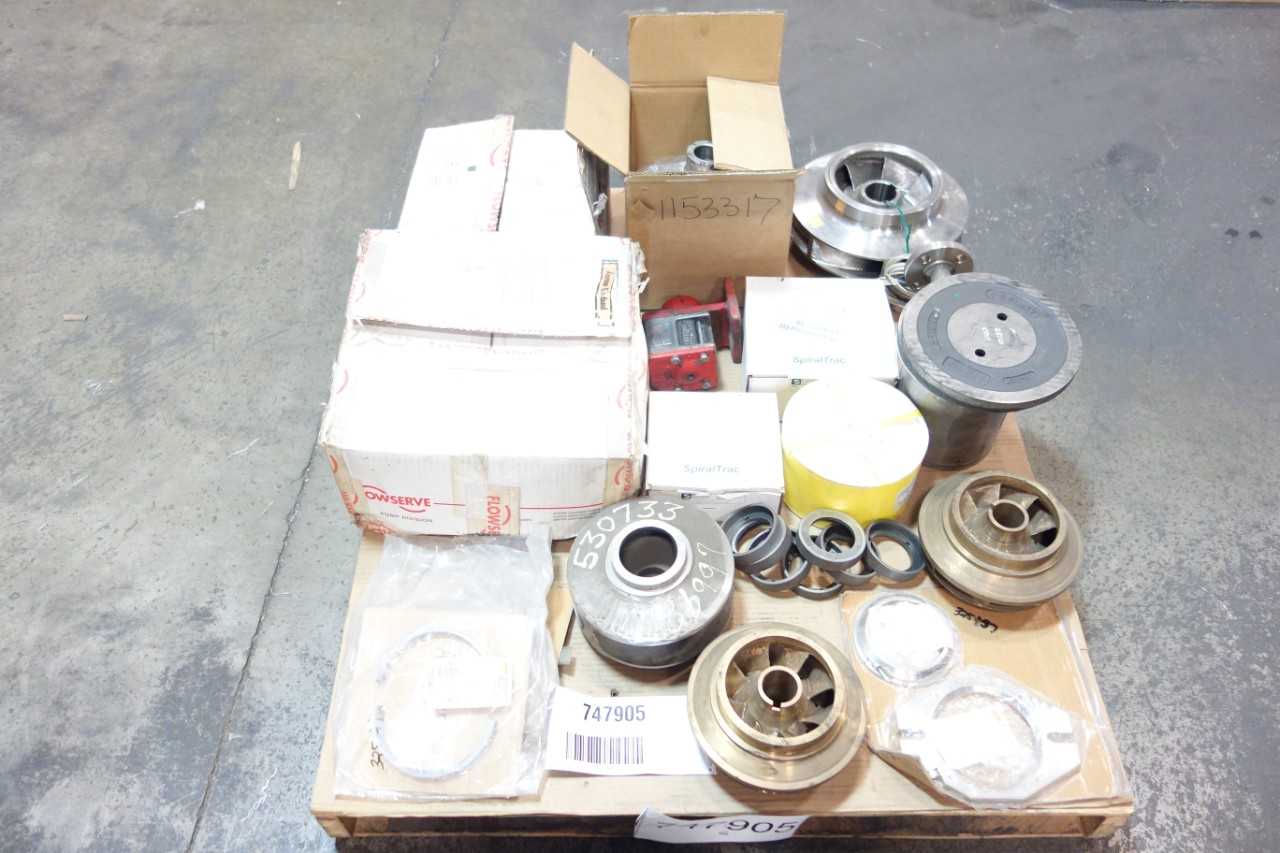 1 PALLET OF ASSORTED PUMPS, PUMP REPLACEMENT PARTS & ACCESSORIES- FLOWSERE, JOHN CRANE, CHESTERTON - POWER TRANSMISSION