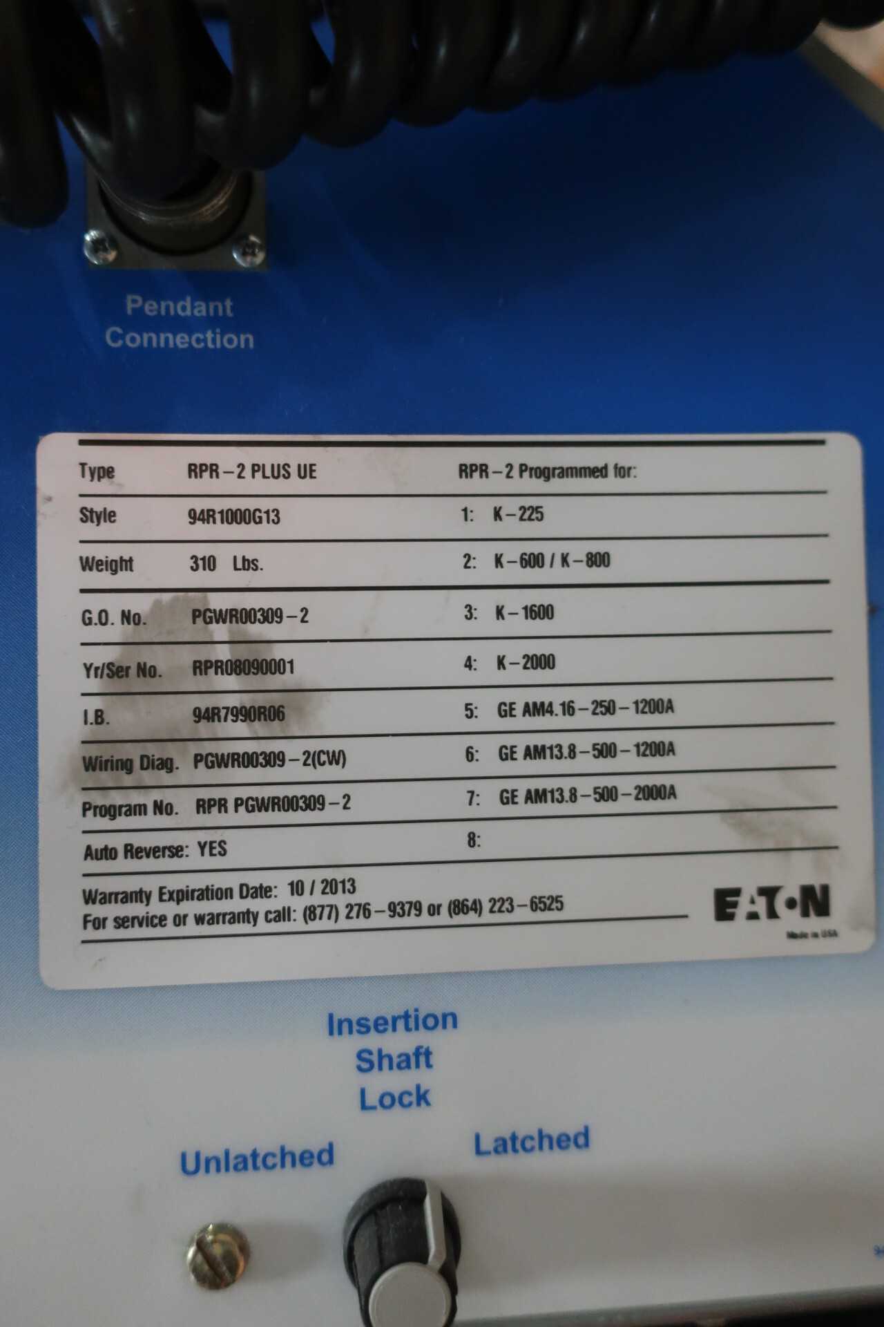 EATON REMOTE POWER BREAKER RACKING SYSTEM - CIRCUIT BREAKERS