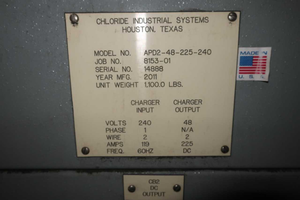 CHLORIDE INDUSTRIAL APD2-48-225-240 48VDC BATTERY CHARGER - POWER GENERATORS