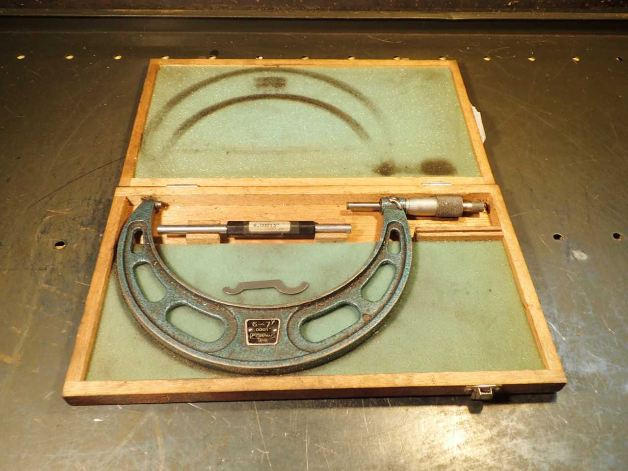 Fowler 6-7" x .0001" Outside Micrometer w/ Standard & Case, Ratched Doesn't Work - INSTRUMENTATION