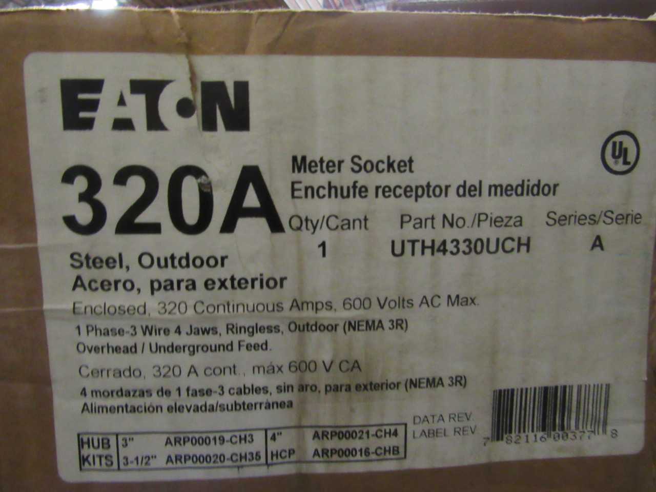 Lot of Quantity 1x UTH4330UCH Meter Socket - INDUSTRIAL PARTS