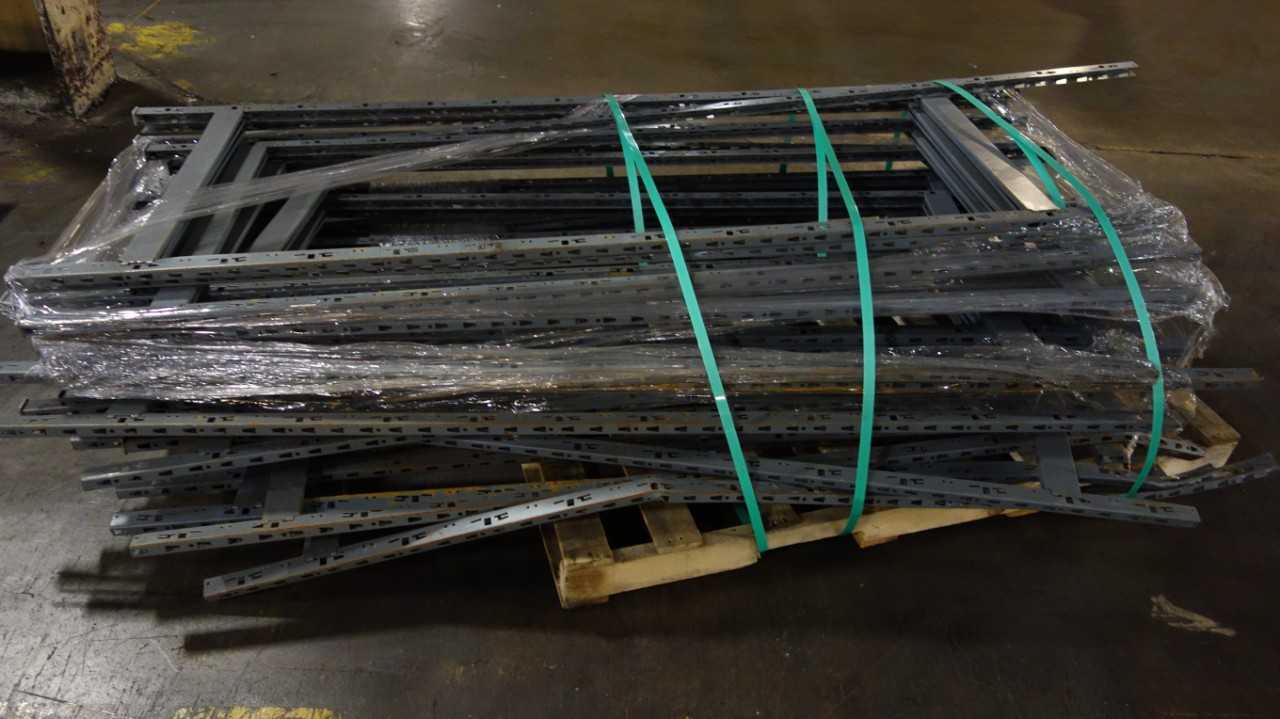 ASSORTED LOT OF STEEL CAGE DOORS, FORKLIFT CAGE, SHELVING - SHELVING
