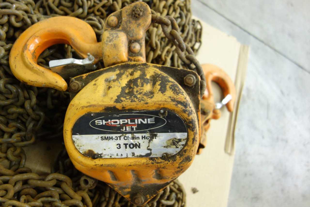 LOT OF 5 ASSORTED 3 TON CHAIN FALL MANUAL HOISTS - LIFTING EQUIPMENT