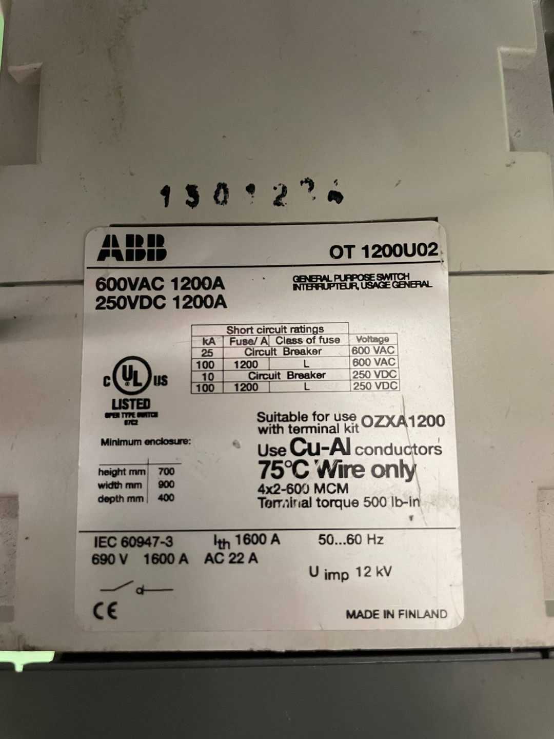 LOT OF 5 ABB SWITCHES, ABB SWITCH DISCONNECT - DISCONNECT SWITCHES