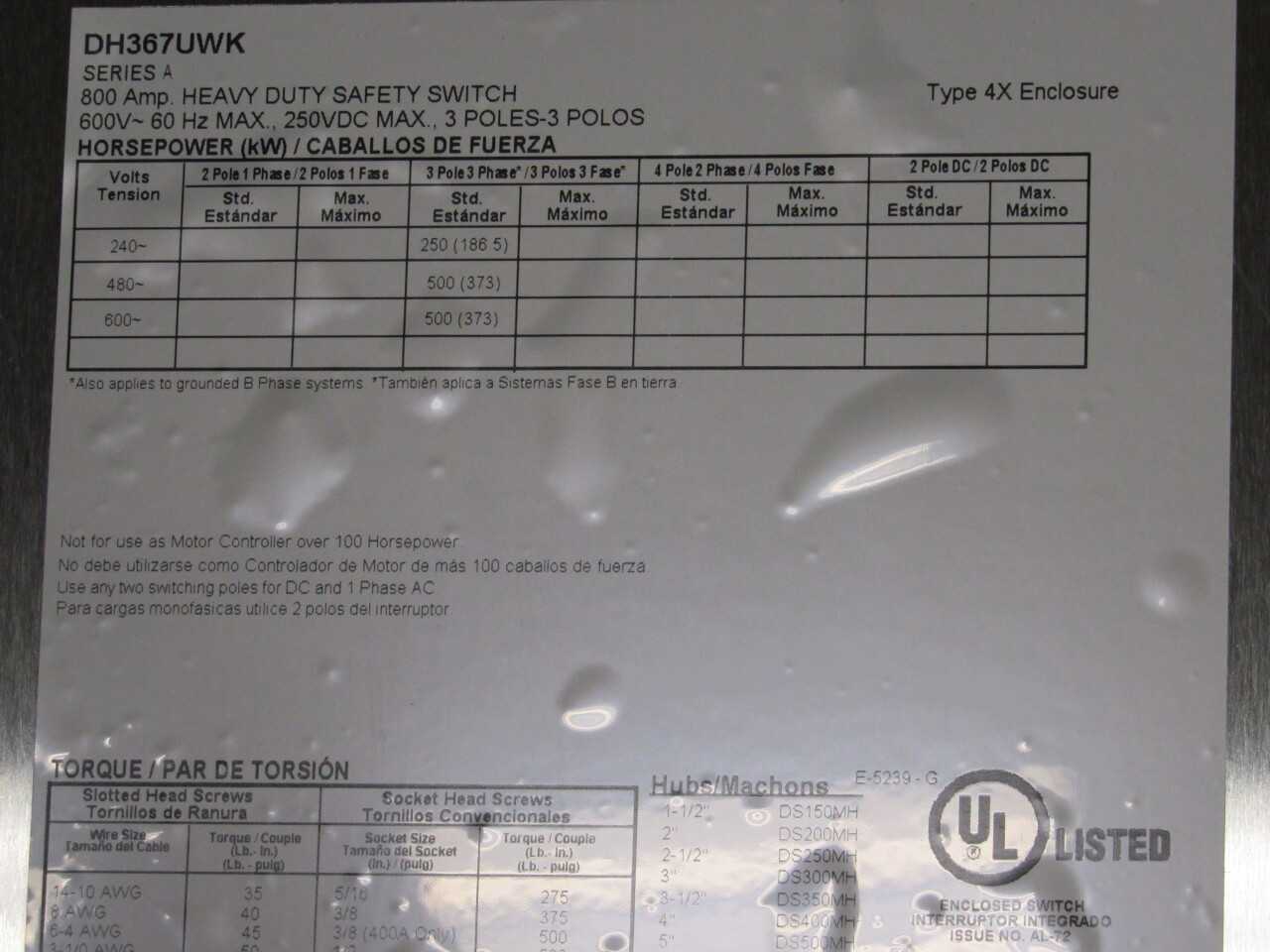 Eaton Safety Switch - ELECTRICAL COMPONENTS