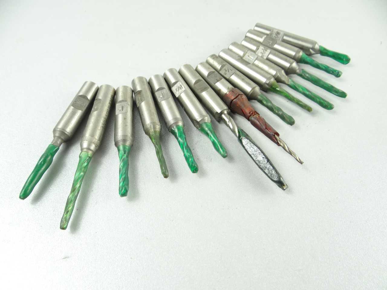 Lot of 14 Freshly Sharpened HSS Tapered End Mills - MACHINING ACCESSORIES & TOOLING