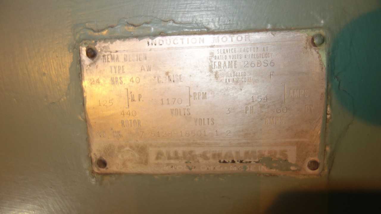 ALLIS CHALMERS 26DS6 125HP 440V-AC INDUCTION MOTOR - ELECTRIC MOTORS
