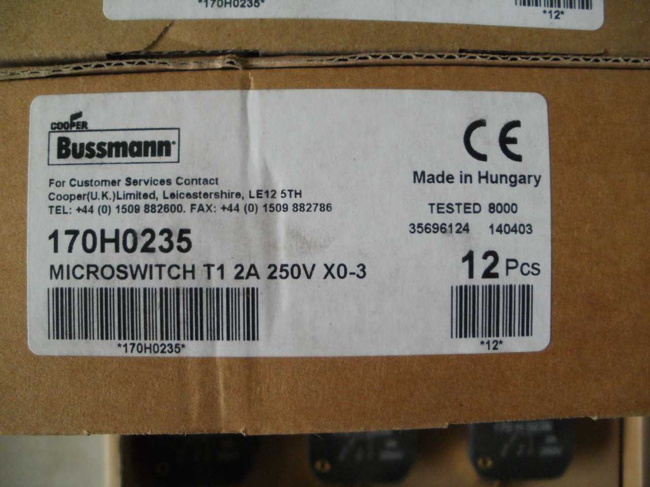 Bussmann MICROSWITCH 170H235 - 170H236 - ELECTRICAL COMPONENTS