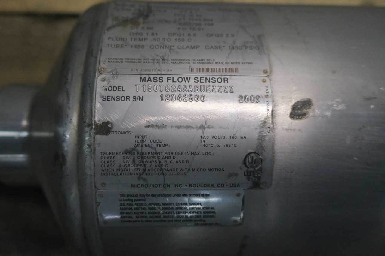 MICRO MOTION T150T624SABUEZZZZ MASS FLOW SENSOR 383GPM 1-1/2IN TRI-CLAMP - FLOW METER