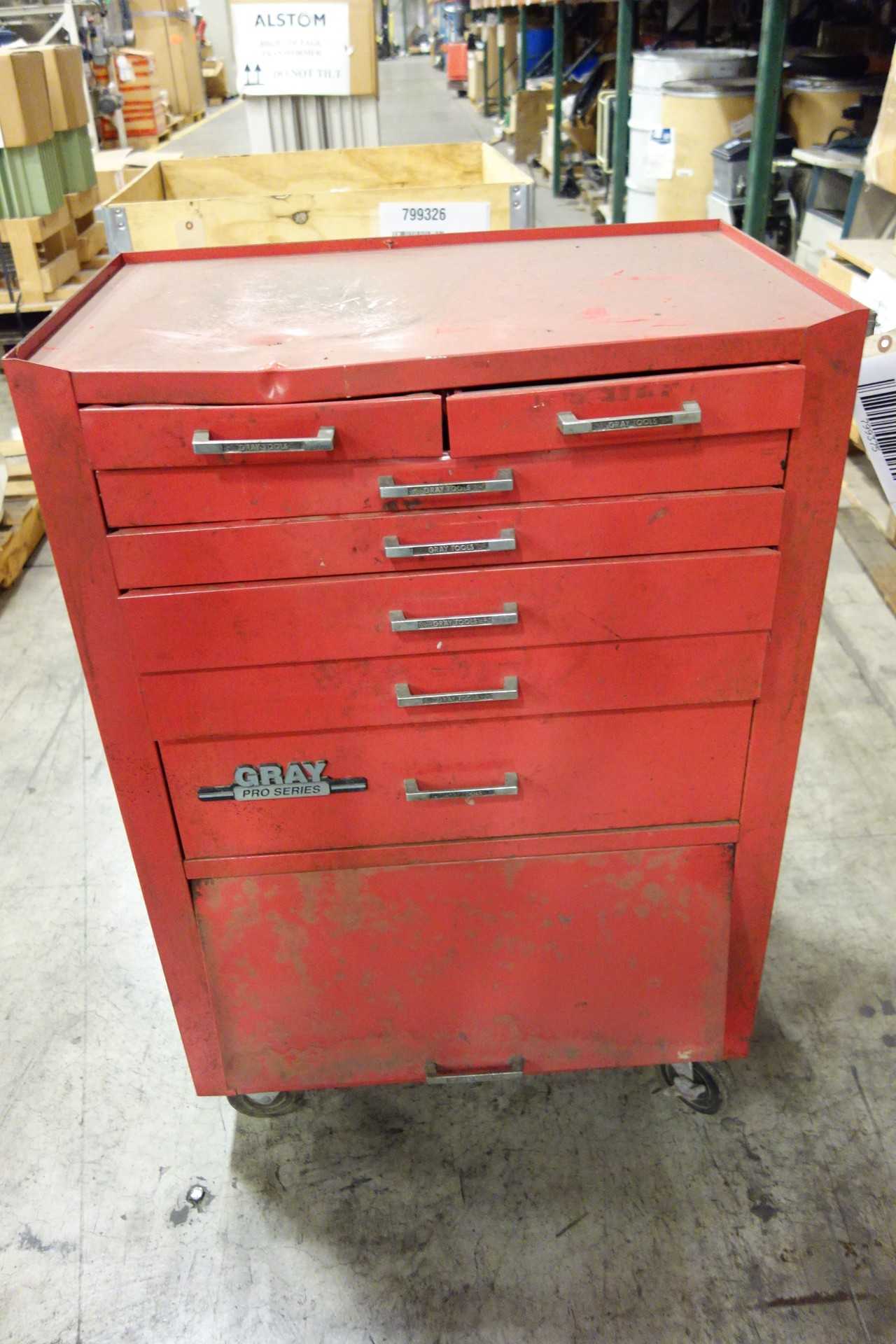 GRAY PRO SERIES  7 DRAWER 1 DOOR ROLLING TOOL CABINET - TOOL STORAGE