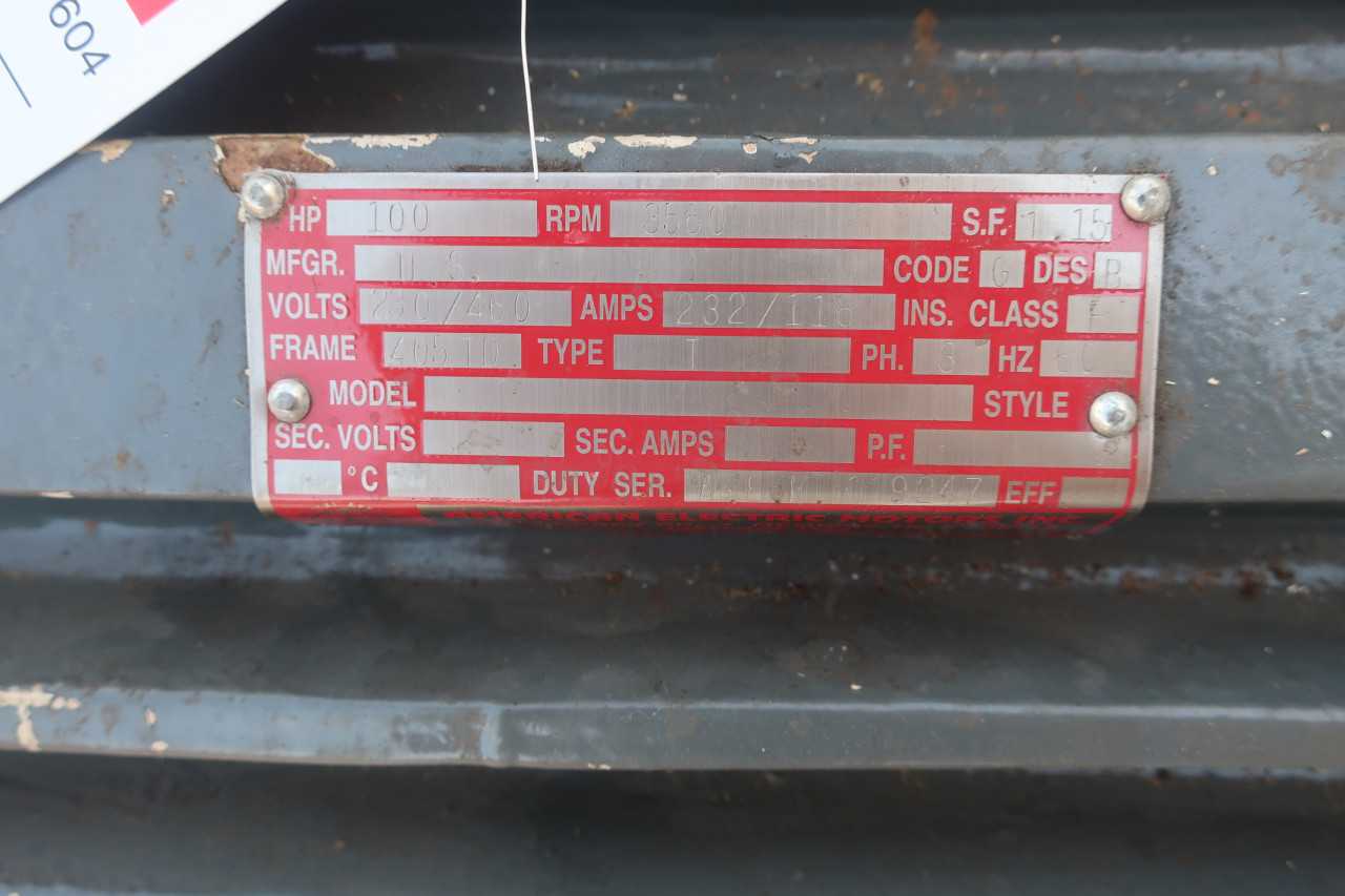 US MOTORS 100HP 3PH 460V 3560RPM - ELECTRIC MOTORS
