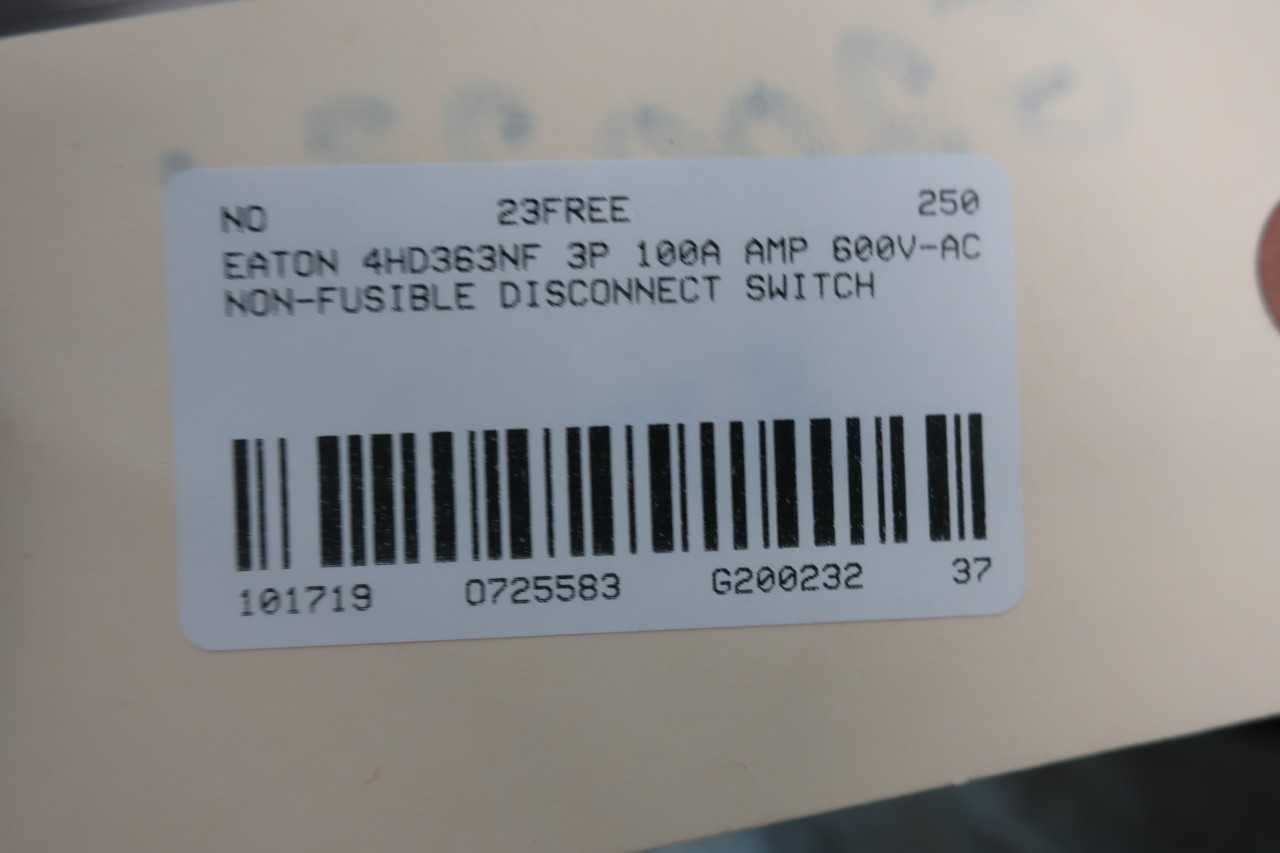 Eaton 4HD363NF Non-fusible Disconnect Switch 3p 100A - DISCONNECT SWITCHES
