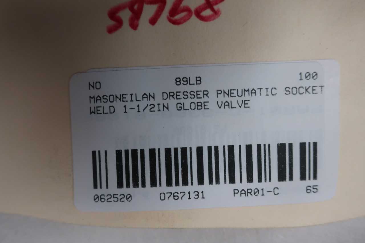 MASONEILAN DRESSER 47-21114 PNEUMATIC STEEL SOCKET WELD 1-1/2IN GLOBE VALVE - GLOBE VALVE