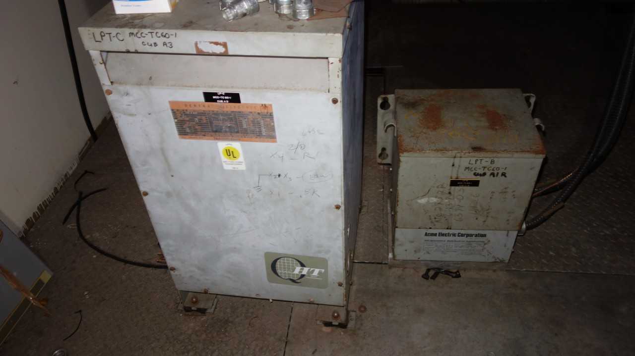 LOT OF 5  TRANSFORMERS, (3) 37.5KVA, (1) 15KVA (1) 10KVA, 480V-AC - CONTROL TRANSFORMERS